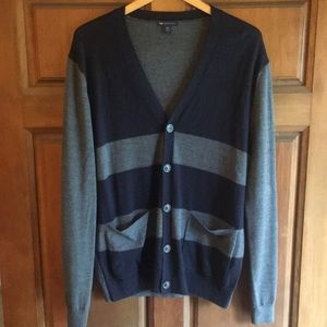 NWOT! Gap gray and navy striped cardigan